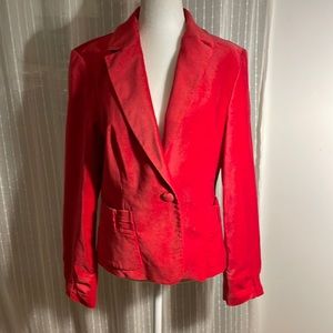 Apostrophe Red Velvet Blazer with a beautiful Floral Lining in a size Medium